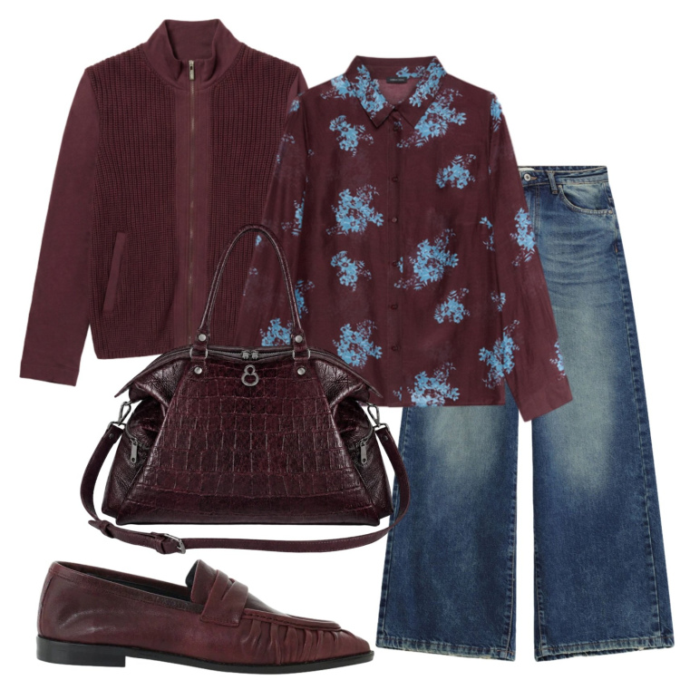 Outfit donna - Total look #2477936. Stile Mannish per Ufficio. Abbinamento con mocassini, jeans, felpe, camicie, shopping bag.