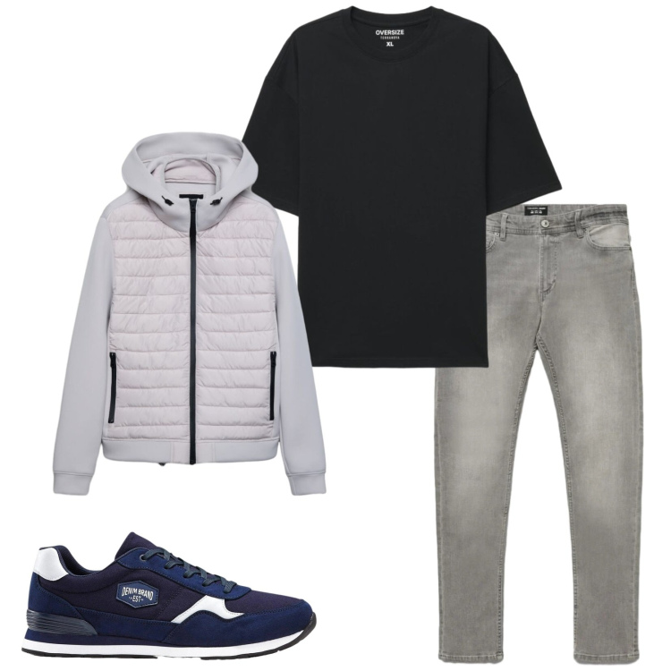 Outfit uomo - Total look #2477951. Stile Casual per Tutti i giorni. Abbinamento con giacche, jeans skinny, t-shirt, sneakers.