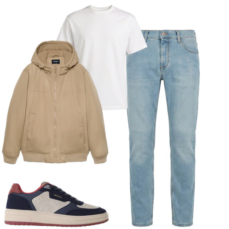 Outfit uomo - Total look #2477978. Stile Casual per Tutti i giorni. Abbinamento con jeans slim fit, t-shirt, sneakers, giacche.