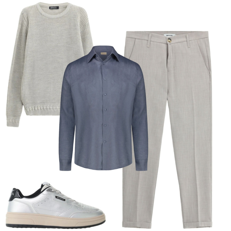 Outfit uomo - City. Stile Urban per Tutti i giorni. Abbinamento con maglieria, sneakers, pantaloni, camicie.