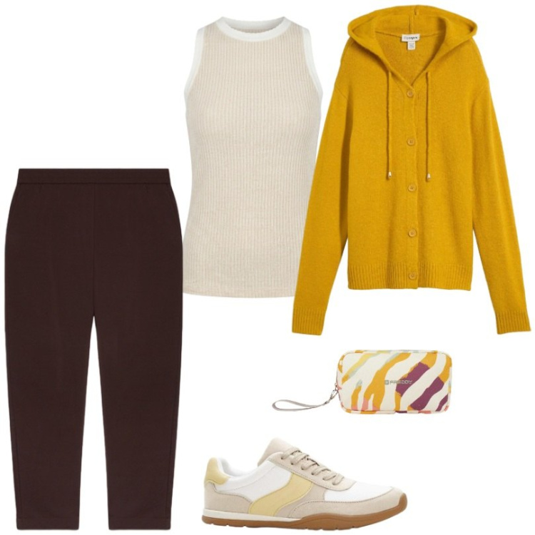 Outfit donna - Total look #2477983. Stile Basic per Tutti i giorni. Abbinamento con sneakers, cardigans, canottiere, pantaloni, valigie.