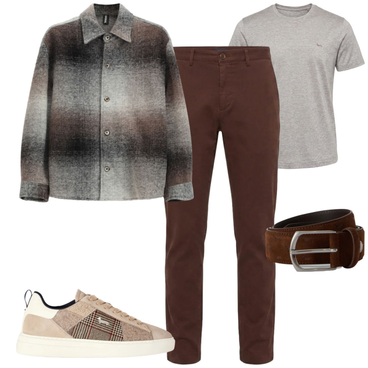 Outfit uomo - Weekend. Stile Casual per Tutti i giorni. Abbinamento con sneakers, cinture, pantaloni, t-shirt, cappotti.
