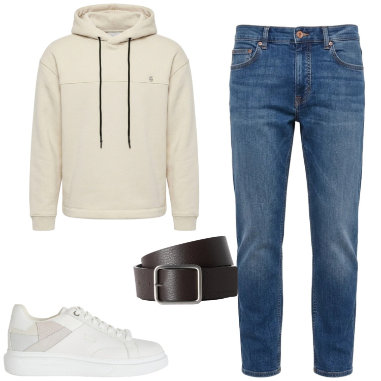 Outfit uomo - Total look #2477988. Stile Casual per Tutti i giorni. Abbinamento con jeans, cinture, sneakers, felpe con cappuccio.