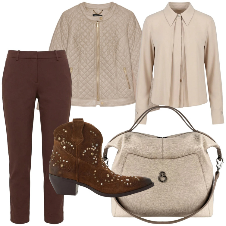 Outfit donna - Camperos borchiati. Stile Casual chic per Tutti i giorni. Abbinamento con pantaloni, stivaletti texani, camicie, giacche, borse a mano.