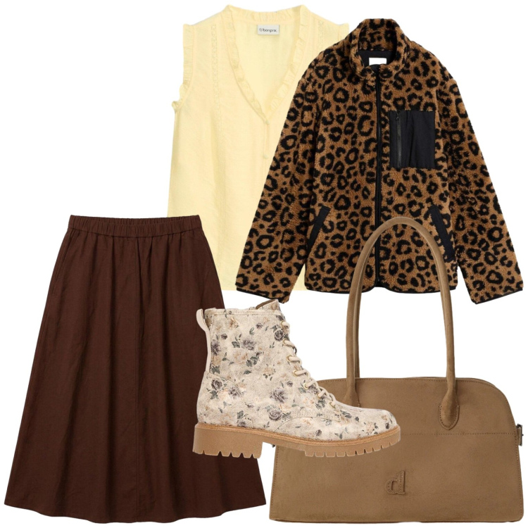 Outfit donna - Every day. Stile Trendy per Tutti i giorni. Abbinamento con blazer, canottiere, gonne longuette, anfibi, borse a spalla.