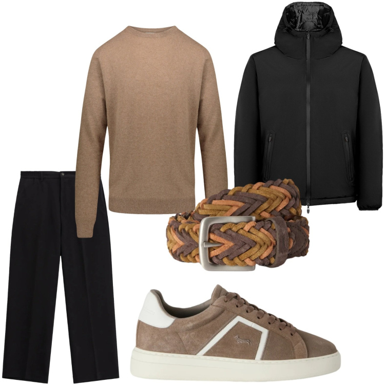 Outfit uomo - Cintura intrecciata. Stile Casual per Tutti i giorni. Abbinamento con sneakers, cinture, pantaloni, maglieria, giacche.