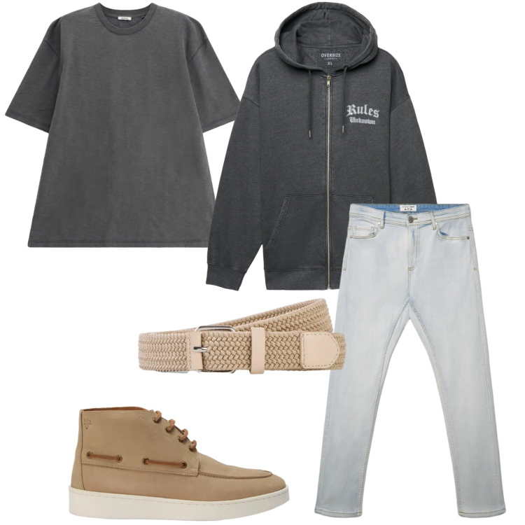 Outfit uomo - Accessori ricercati. Stile Casual per Tutti i giorni. Abbinamento con stivali e stivaletti, t-shirt, felpe con cappuccio, jeans skinny, cinture.