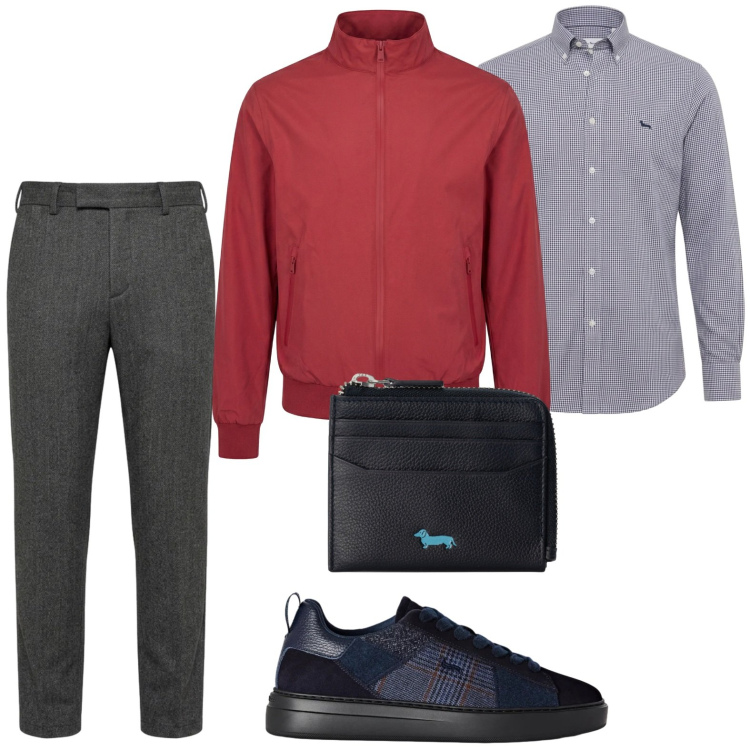 Outfit uomo - Pranzo con gli amici. Stile Urban per Tutti i giorni. Abbinamento con sneakers, pantaloni, camicie, portafogli, bomber.