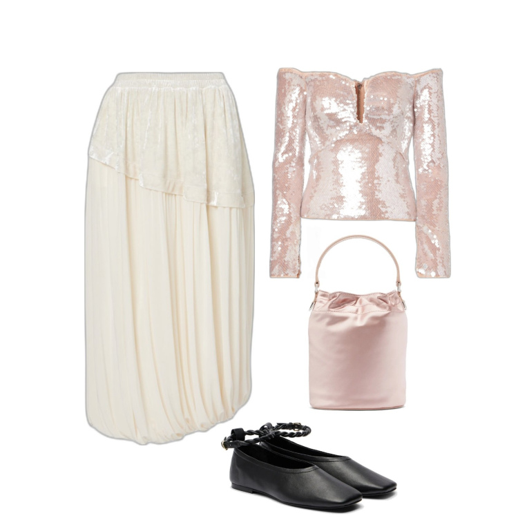 Outfit femme - Porter avec d’autres chaussures. Style Romantique pour Cérémonie. Assortir avec hauts, sacs seau, jupes au genou, ballerines.