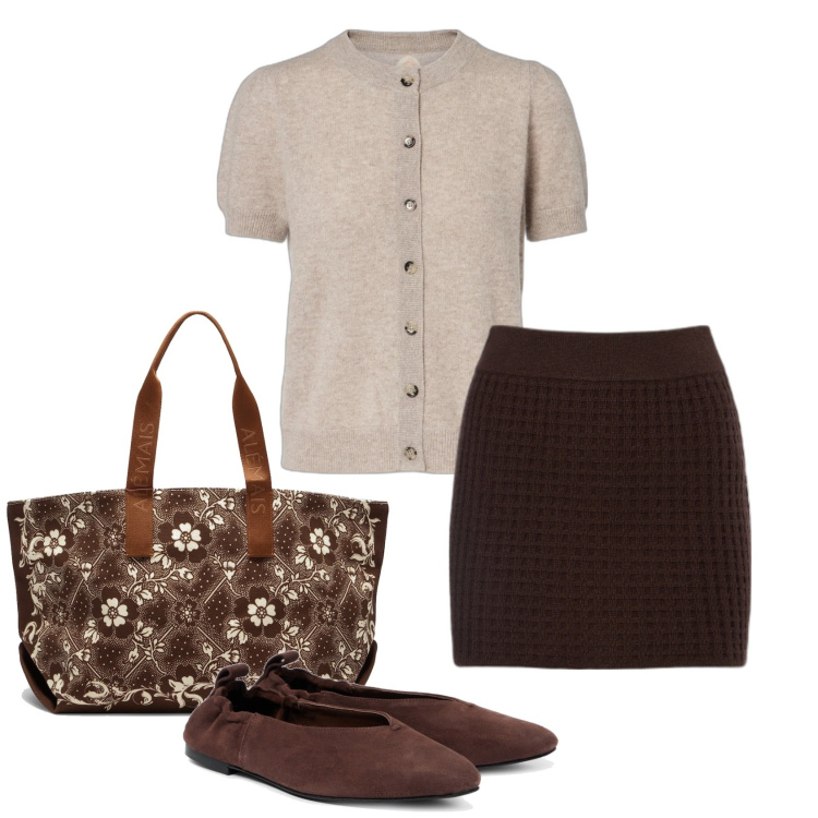 Outfit femme - Jardin des Orangers. Style Casual chic pour Tous les jours. Assortir avec minijupes, gilets, sac cabas, ballerines.
