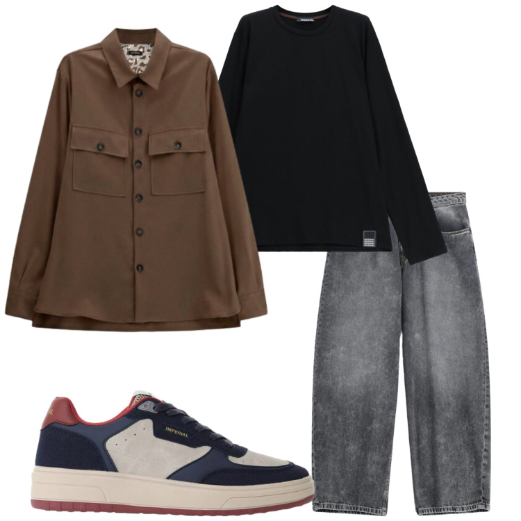 Outfit uomo - Imperial style. Stile Casual per Tutti i giorni. Abbinamento con cappotti, jeans, t-shirt, sneakers.