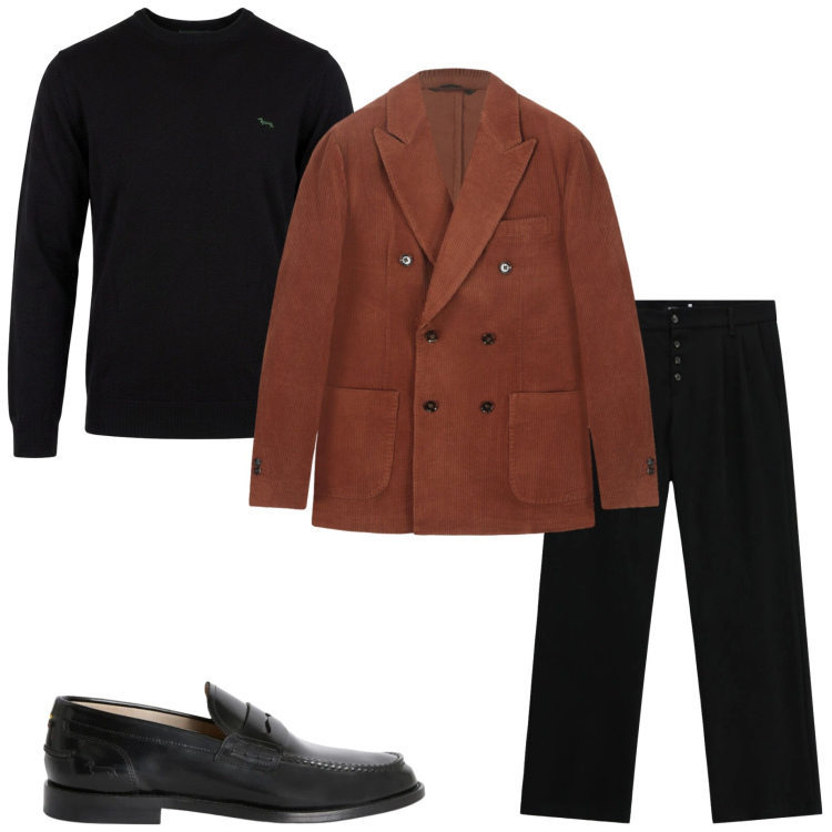 Outfit uomo - Serata speciale. Stile Business/Elegante per Serata speciale. Abbinamento con maglieria, scarpe stringate, pantaloni, giacche.