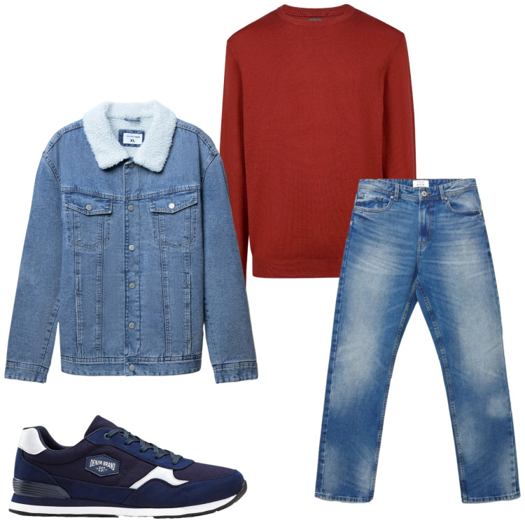 Outfit uomo - Total look #2478122. Stile Casual per Tutti i giorni. Abbinamento con maglieria, giacche, jeans dritti, sneakers.