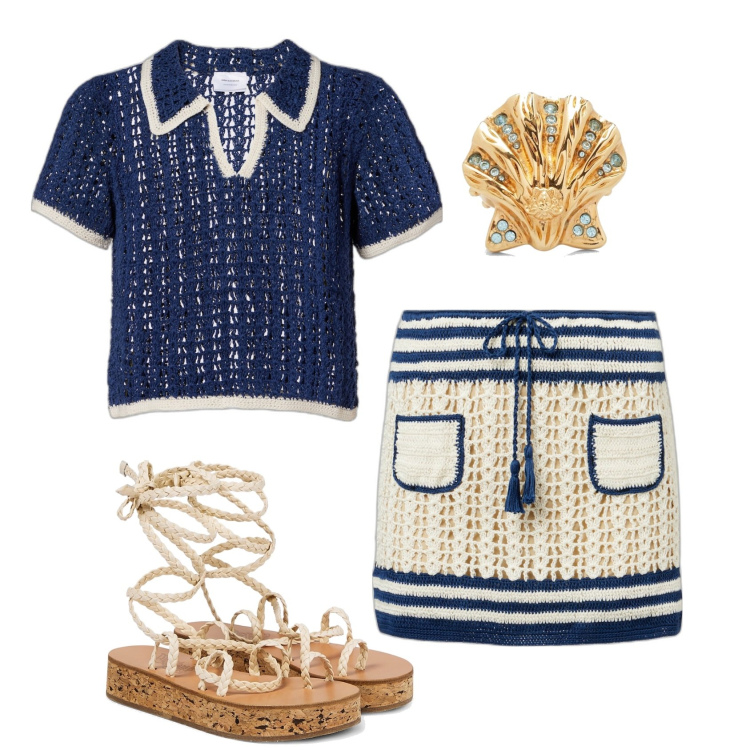 Outfit femme - Anna Kosturova. Style Casual chic pour Tous les jours. Assortir avec minijupes, polos, chaussures à semelle compensée, bagues.