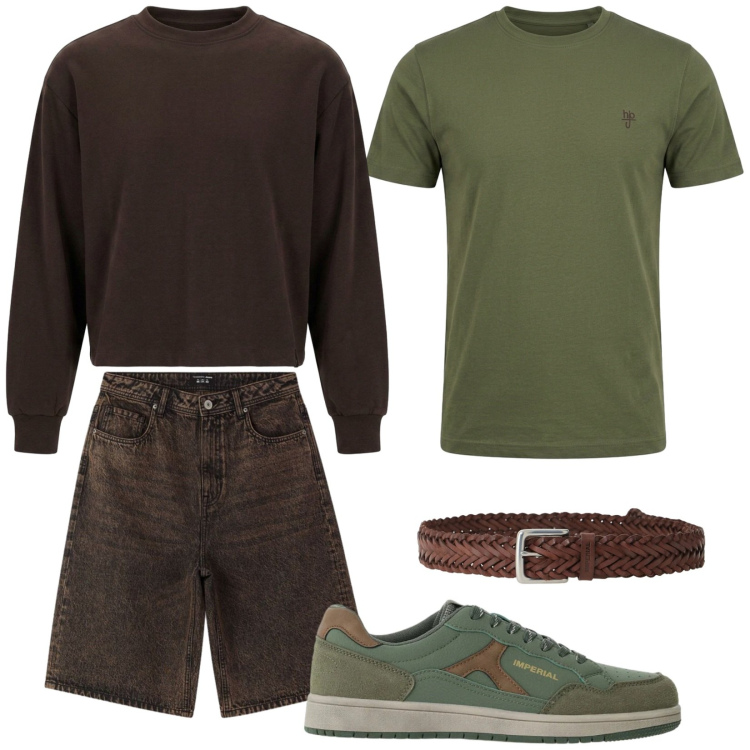 Outfit uomo - Boscoso. Stile Urban per Tutti i giorni. Abbinamento con t-shirt, sneakers, felpe, cinture, bermuda.