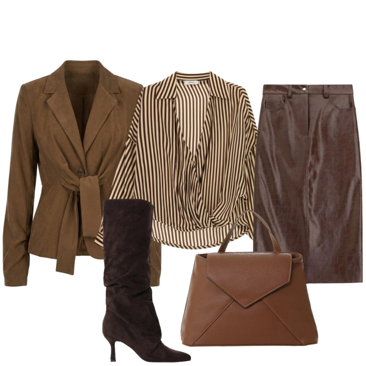 Outfit donna - Bilancia: rigore e morbidezza. Stile Chic per Tutti i giorni. Abbinamento con borse a mano, stivali, gonne longuette, camicie, blazer.