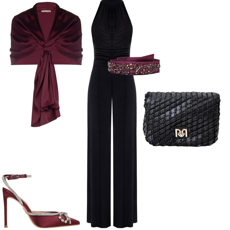 Outfit donna - Cena di laurea. Stile Chic per Cerimonia. Abbinamento con décolleté, tute, stole, borse a tracolla, cinture.