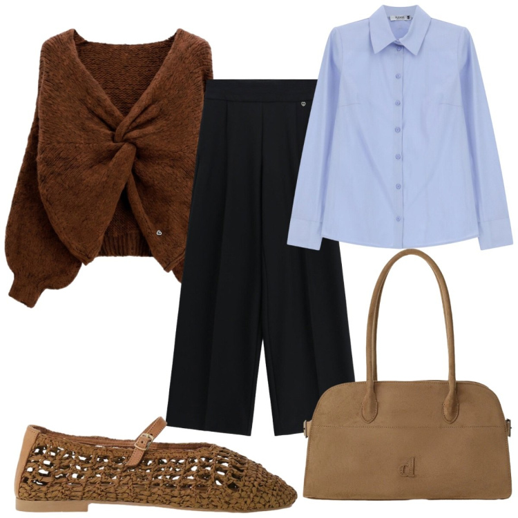 Outfit donna - Please - FW26 cardigan trendy. Stile Trendy per Tutti i giorni. Abbinamento con borse a spalla, ballerine, camicie, maglieria, pantaloni a palazzo.
