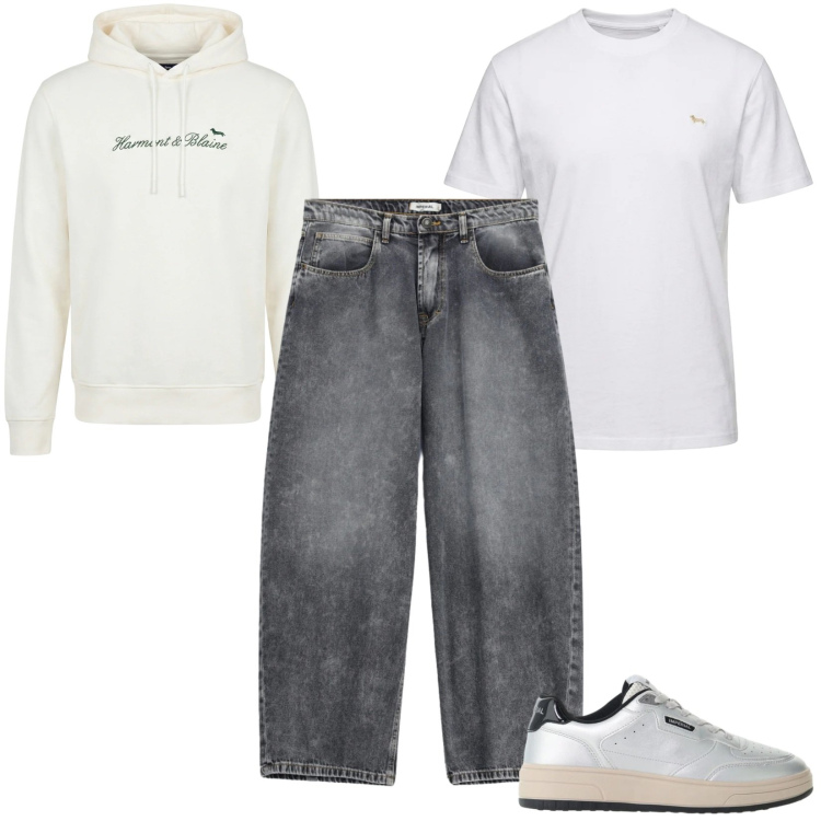 Outfit uomo - Capi comodi per il tempo libero. Stile Casual per Tutti i giorni. Abbinamento con t-shirt, felpe con cappuccio, jeans, sneakers.