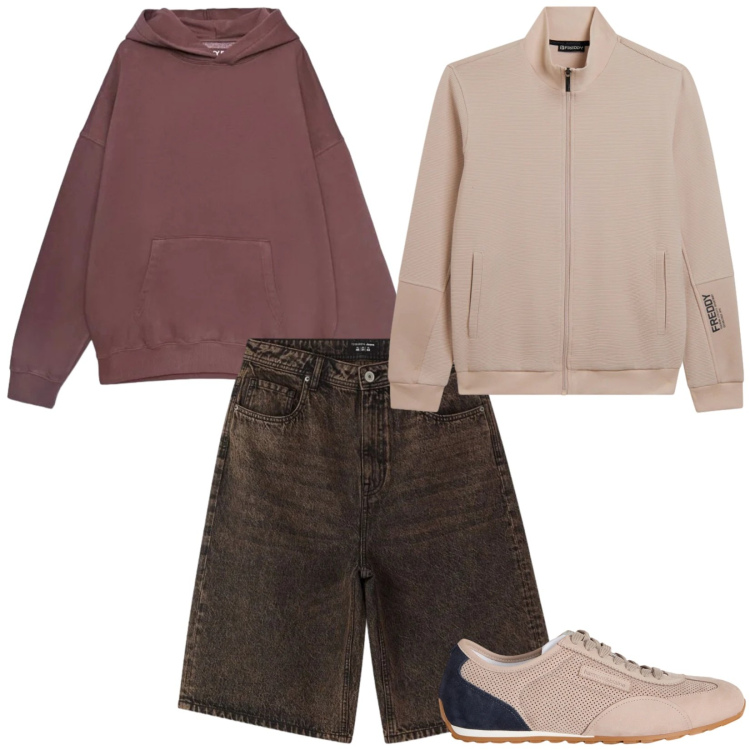 Outfit uomo - Total look #2478199. Stile Casual per Tutti i giorni. Abbinamento con sneakers, felpe, bermuda, felpe con cappuccio.