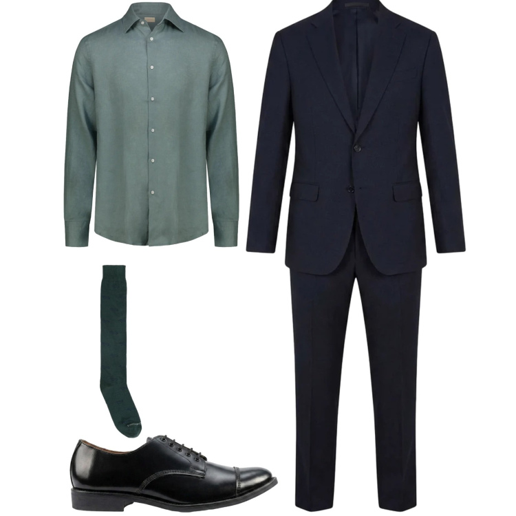 Outfit uomo - Total look #2478201. Stile Business/Elegante per Cerimonia. Abbinamento con calzini, scarpe stringate, camicie, abiti.