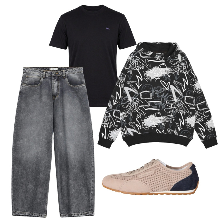 Outfit uomo - Urban. Stile Urban per Tutti i giorni. Abbinamento con t-shirt, sneakers, jeans, felpe con cappuccio.