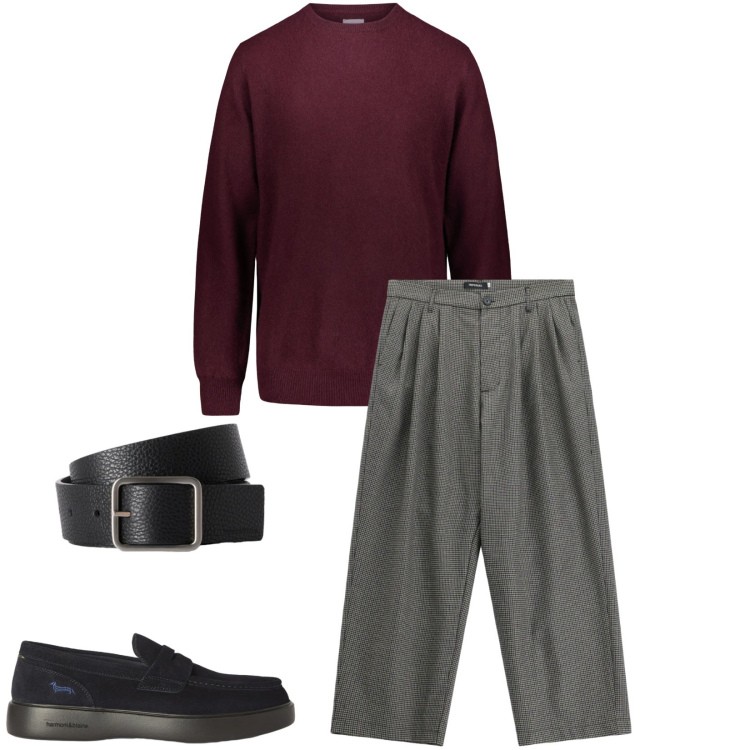 Outfit uomo - Total look #2478234. Stile Casual per Ufficio. Abbinamento con scarpe stringate, cinture, pantaloni, pullovers.