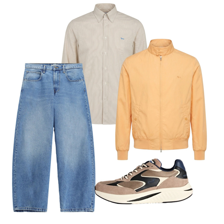 Outfit uomo - Settembre. Stile Casual per Tutti i giorni. Abbinamento con sneakers, camicie, bomber, jeans.