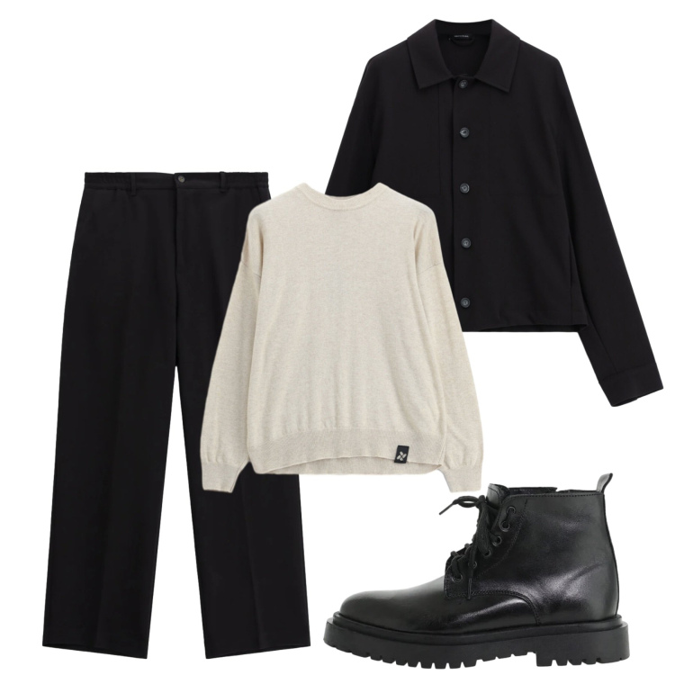 Outfit uomo - Settembre. Stile Urban per Tutti i giorni. Abbinamento con pantaloni, maglieria, anfibi, camicie.