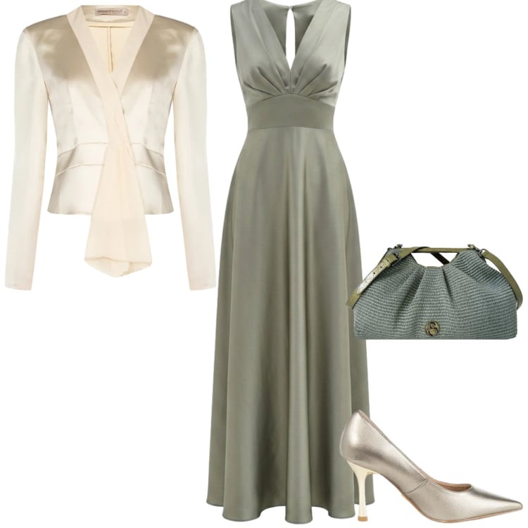 Outfit donna - Total look #2478266. Stile Chic per Cerimonia. Abbinamento con vestiti lunghi, blazer, décolleté, clutch.