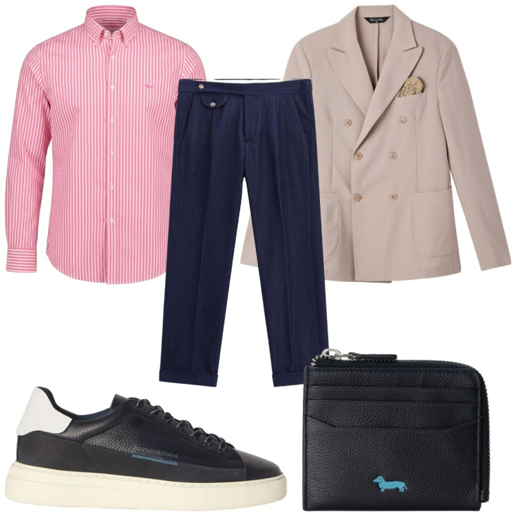 Outfit uomo - Total look #2478347. Stile Casual per Ufficio. Abbinamento con sneakers, camicie, portafogli, pantaloni, giacche.