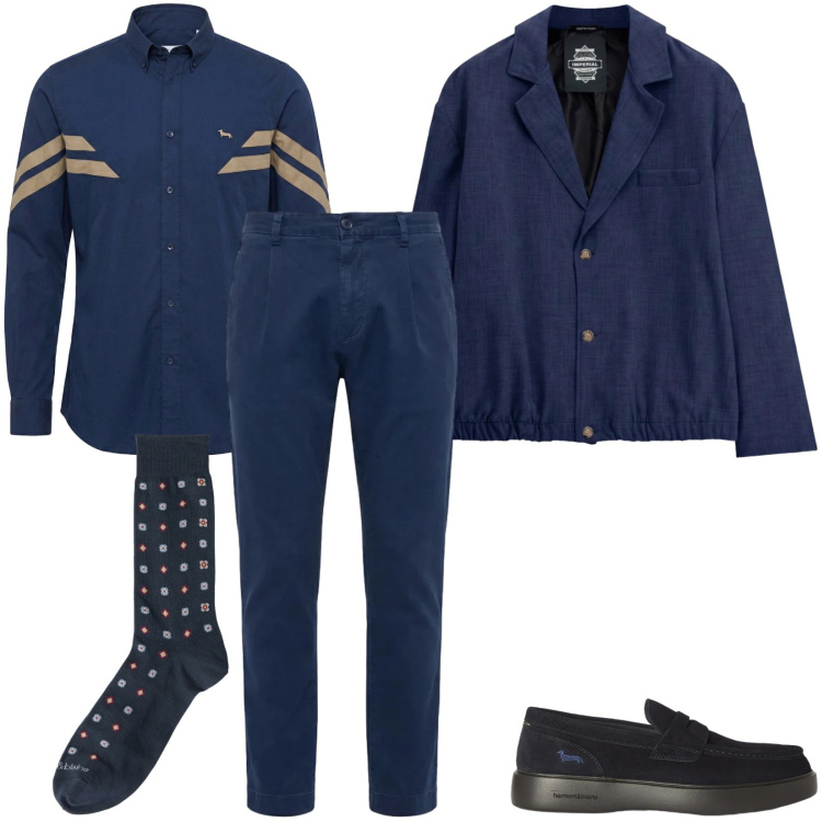 Outfit uomo - Total look #2478356. Stile Trendy per Serata speciale. Abbinamento con scarpe stringate, calzini, pantaloni, camicie, giacche.