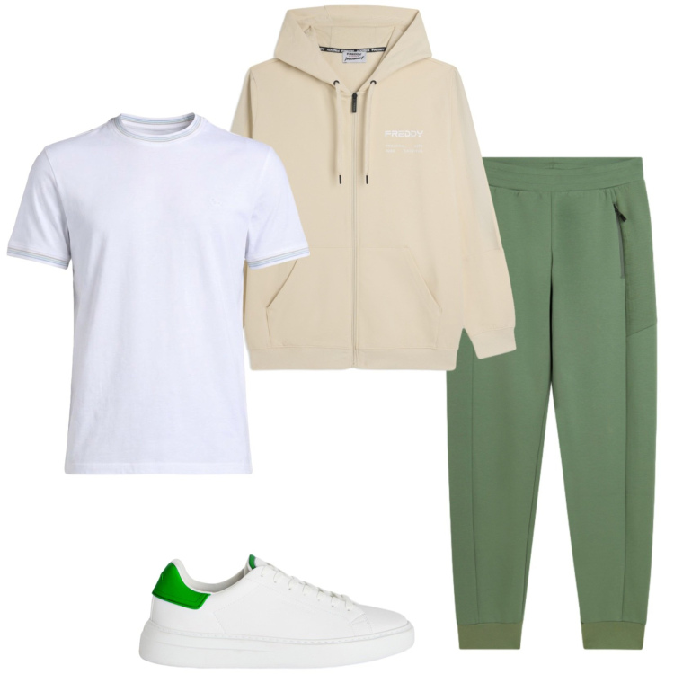 Outfit uomo - Total look #2478364. Stile Urban per Tutti i giorni. Abbinamento con t-shirt, sneakers, pantaloni, felpe con cappuccio.
