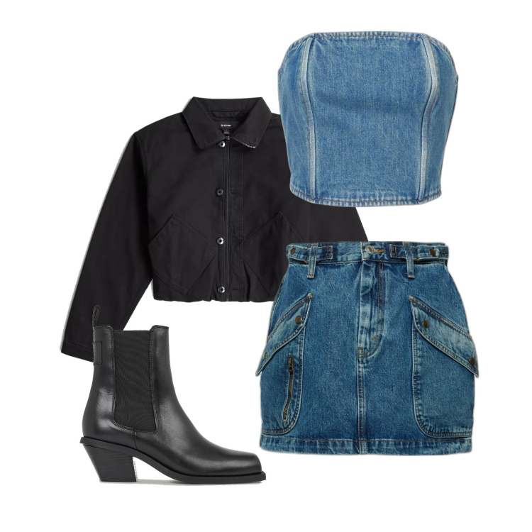 Outfit femme - Denim Rock. Style Rock pour Soirée dehors. Assortir avec bottes, chemisiers, minijupes, hauts.