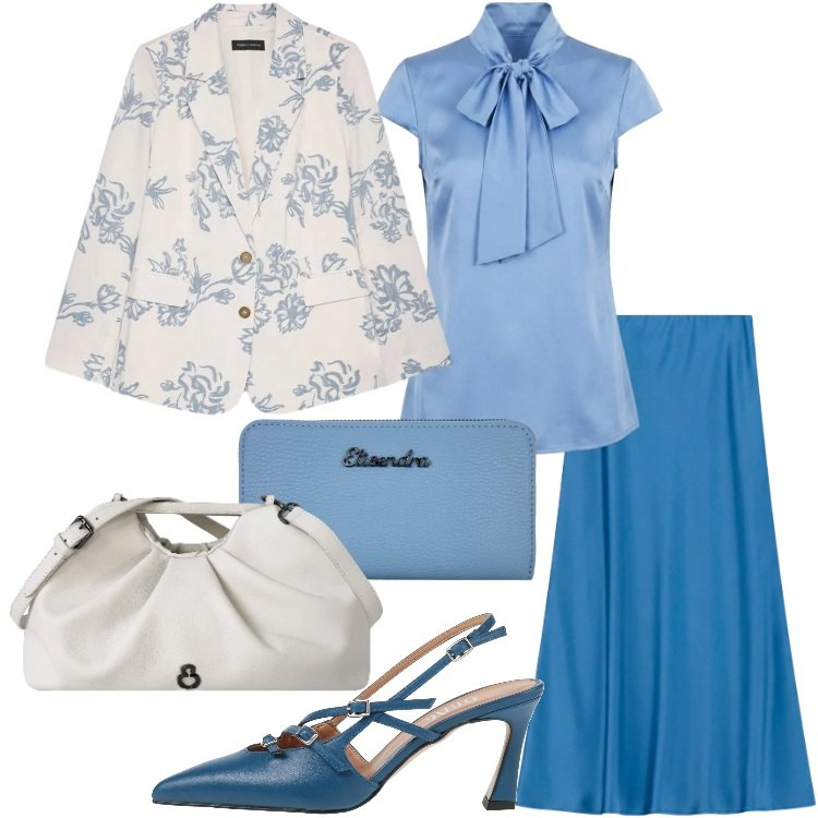 Outfit donna - Oroscopo La Bilancia Vestire l\'equilibri. Stile Romantica per Serata fuori. Abbinamento con décolleté, gonne lunghe, blazer, clutch, portafogli, camicie.