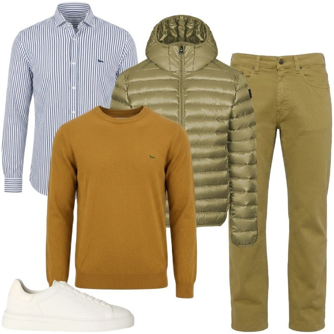 Outfit uomo - Martedì Senape. Stile Business/Elegante per Ufficio. Abbinamento con jeans, sneakers, camicie, maglieria, bomber.