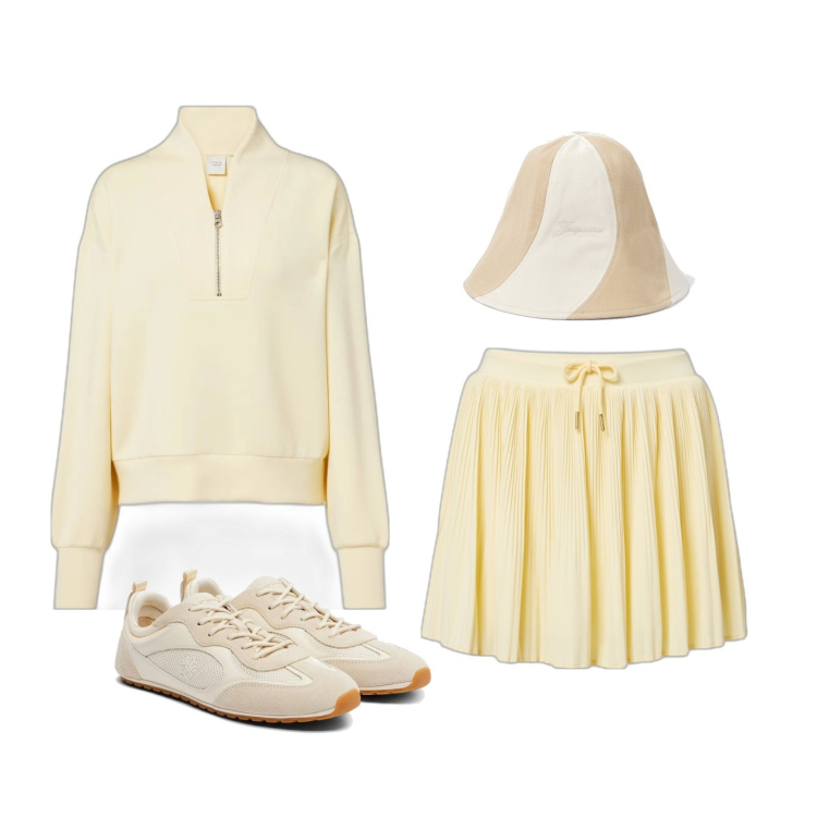 Outfit femme - Jaune pastel Varley. Style Sporty chic pour Tous les jours. Assortir avec sweat-shirts, sneakers, chapeaux, jupes.