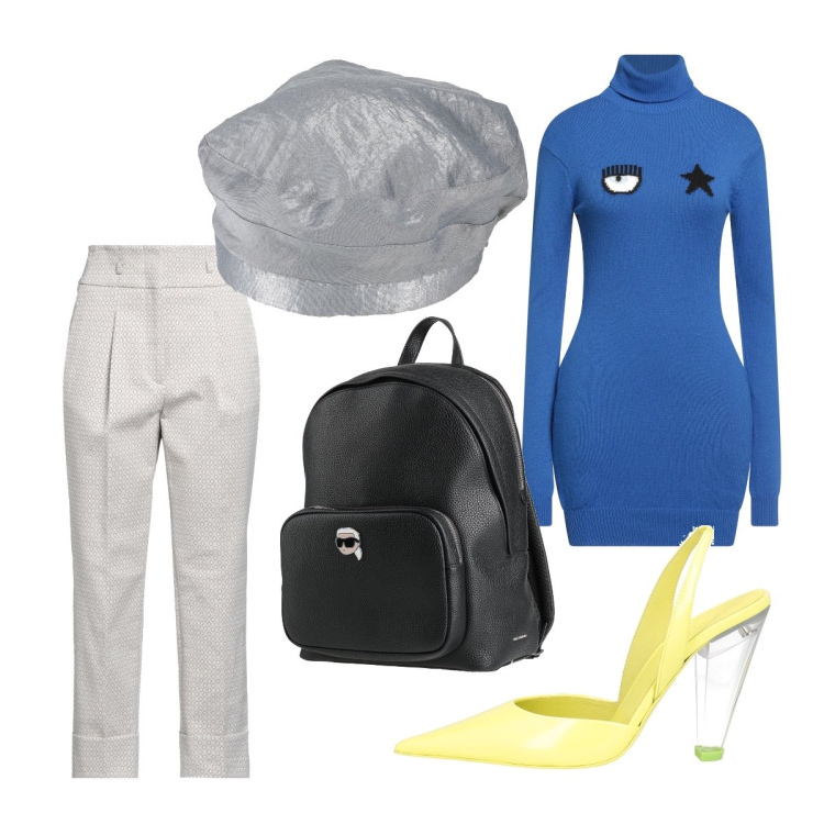 Outfit donna - Glamour in ufficio. Stile Glamour per Ufficio. Abbinamento con maglieria, pantaloni, cappelli e berretti, décolleté, zaini.