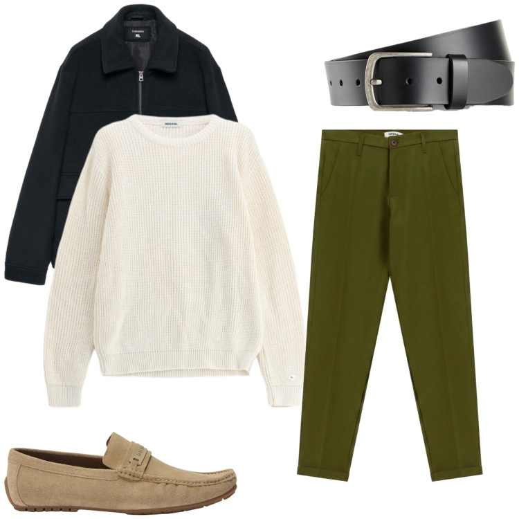 Outfit uomo - Total look #2478494. Stile Casual per Tutti i giorni. Abbinamento con scarpe stringate, maglieria, pantaloni, cappotti, cinture.