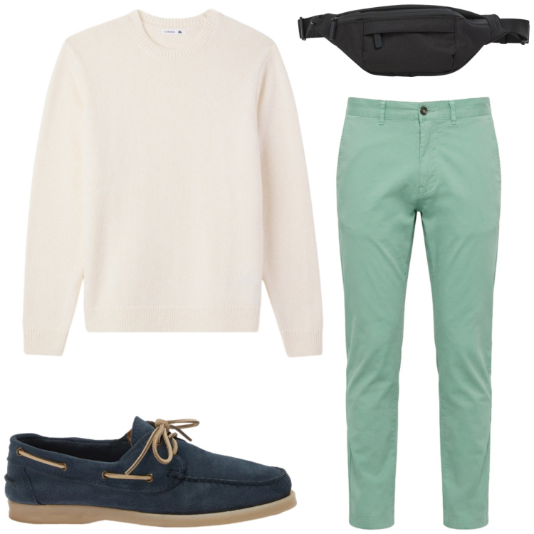 Outfit uomo - Total look #2478496. Stile Casual per Ufficio. Abbinamento con pantaloni, scarpe stringate, pullovers, borse sportive.