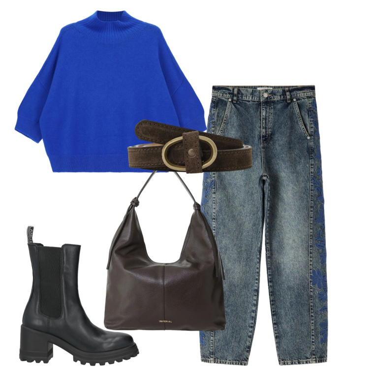Outfit donna - I jeans con ricamo. Stile Casual per Tutti i giorni. Abbinamento con stivaletti, jeans, borse a spalla, pullovers, cinture.