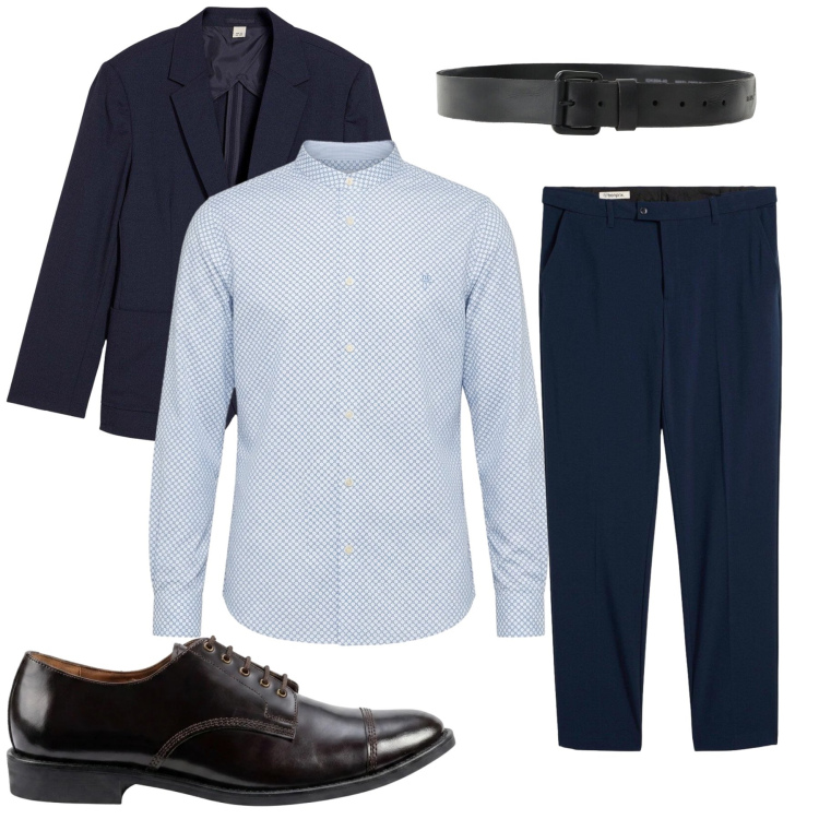 Outfit uomo - Total look #2478499. Stile Casual per Tutti i giorni. Abbinamento con camicie, cinture, scarpe stringate, giacche, pantaloni.