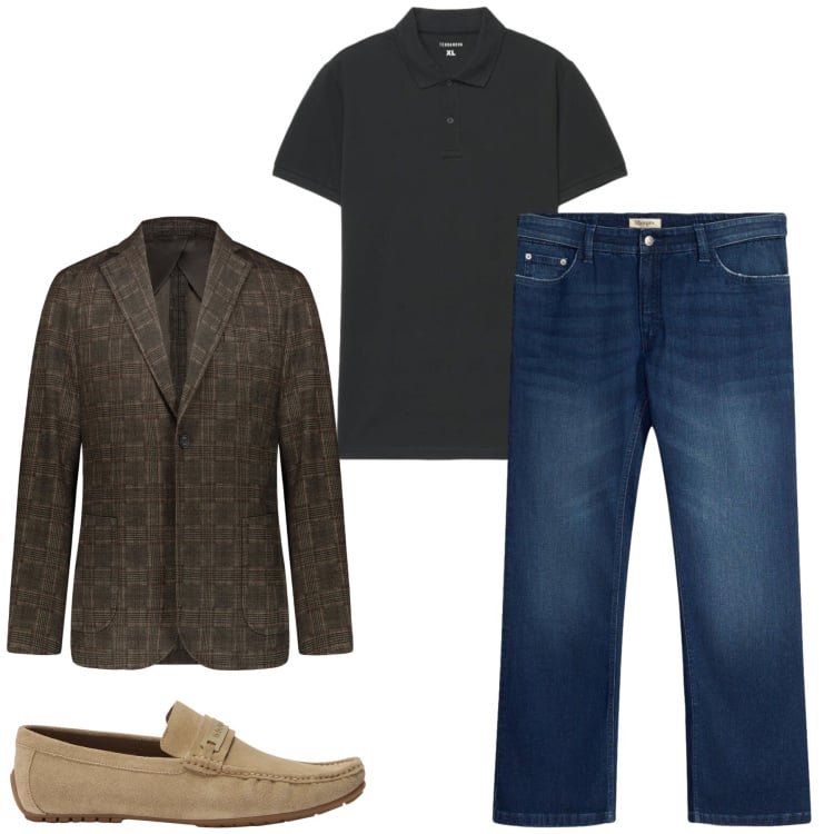 Outfit uomo - Total look #2478502. Stile Casual per Tutti i giorni. Abbinamento con scarpe stringate, giacche, polo, jeans bootcut.