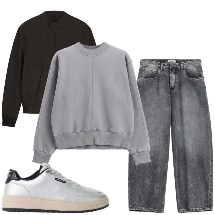 Outfit uomo - Total look #2478503. Stile Casual per Tutti i giorni. Abbinamento con jeans, felpe, sneakers, bomber.