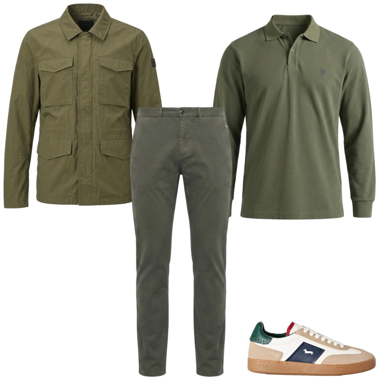 Outfit uomo - Total look #2478528. Stile Casual per Ufficio. Abbinamento con polo, pantaloni, sneakers, cappotti.