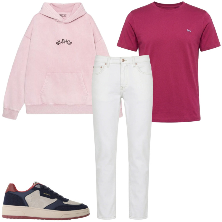 Outfit uomo - Total look #2478534. Stile Casual per Tutti i giorni. Abbinamento con t-shirt, jeans, sneakers, felpe con cappuccio.