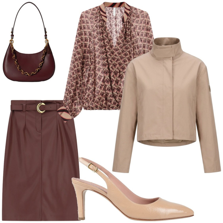 Outfit donna - L\'equilibrio della Bilancia. Stile Chic per Ufficio. Abbinamento con décolleté, bluse, gonne longuette, blazer, borse a spalla.