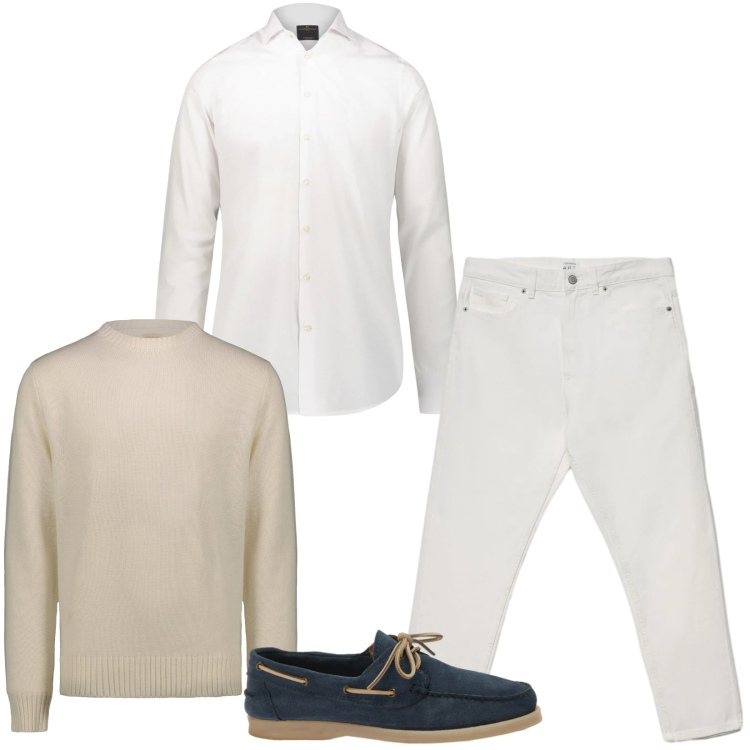 Outfit uomo - Total look #2478546. Stile Casual per Ufficio. Abbinamento con scarpe stringate, camicie, maglieria, jeans.