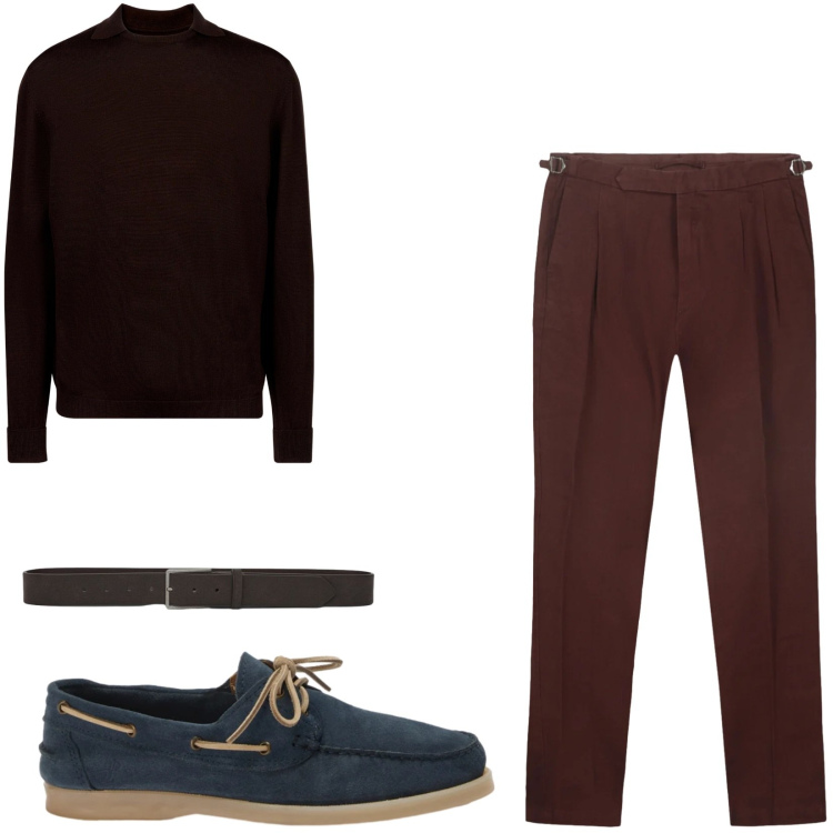 Outfit uomo - Total look #2478550. Stile Business/Elegante per Ufficio. Abbinamento con scarpe stringate, pantaloni, maglieria, cinture.