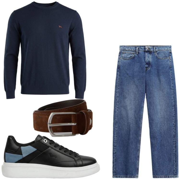 Outfit uomo - Total look #2478557. Stile Casual per Tutti i giorni. Abbinamento con cinture, maglieria, sneakers, jeans.